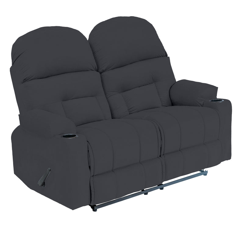 Velvet Double Cinematic Recliner Chair with Cups Holder - Dark Grey - NZ80