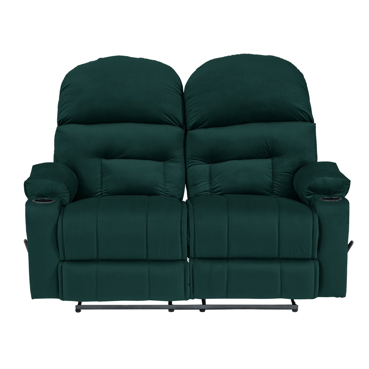 Velvet Double Cinematic Recliner Chair with Cups Holder - NZ80 Dark Green