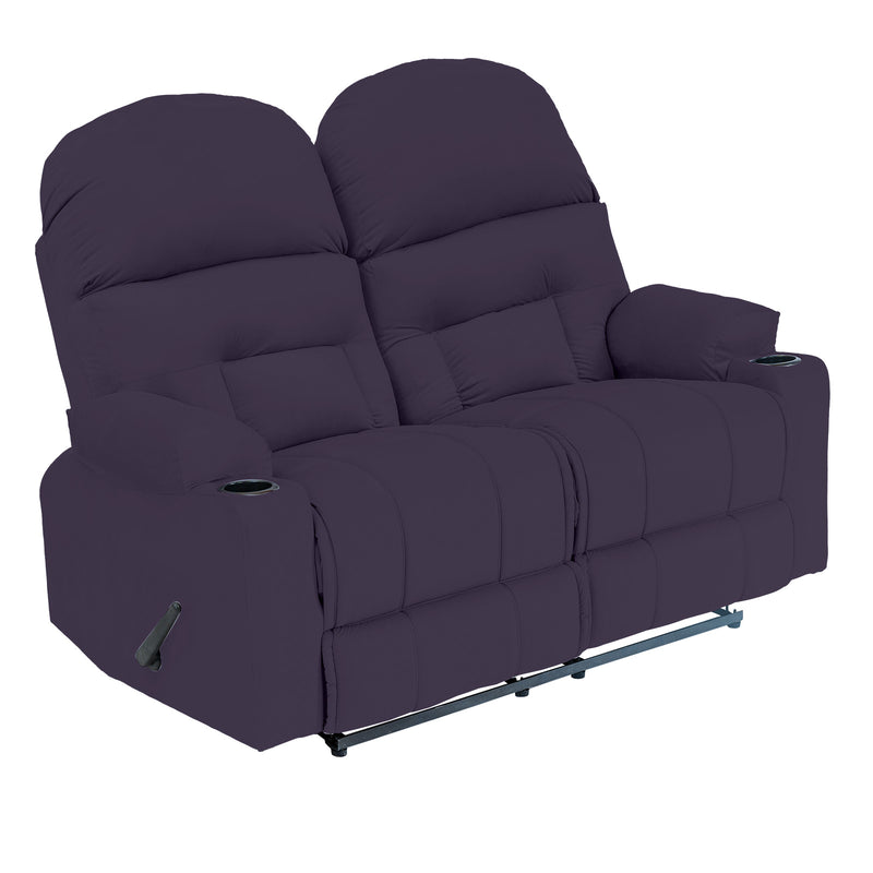 Velvet Double Cinematic Recliner Chair with Cups Holder - Dark Purple - NZ80