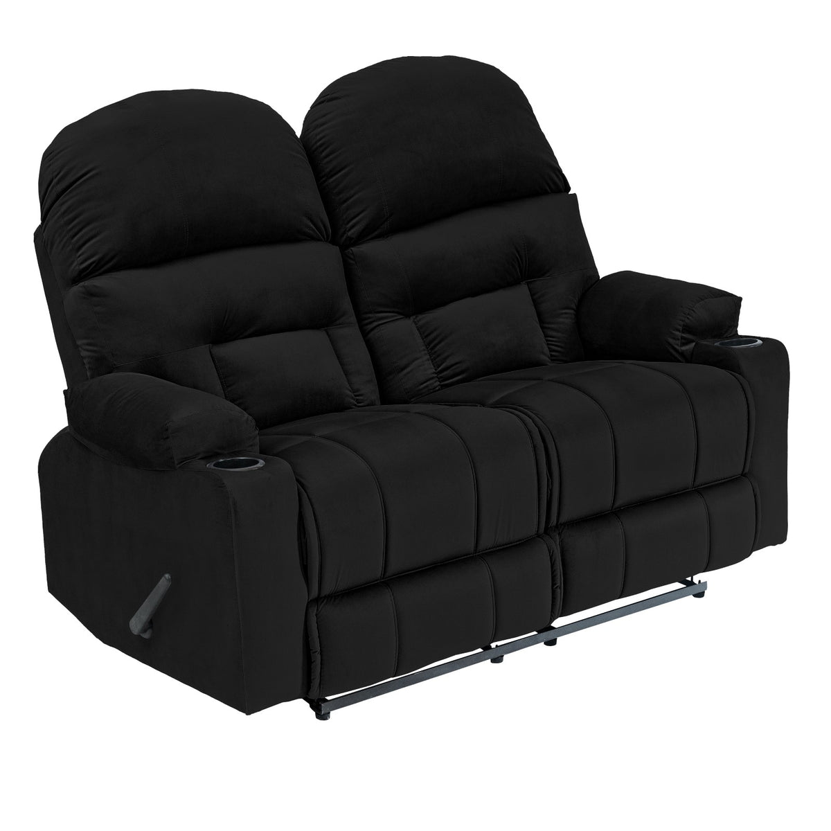 Velvet Double Cinematic Recliner Chair with Cups Holder - NZ80 Black