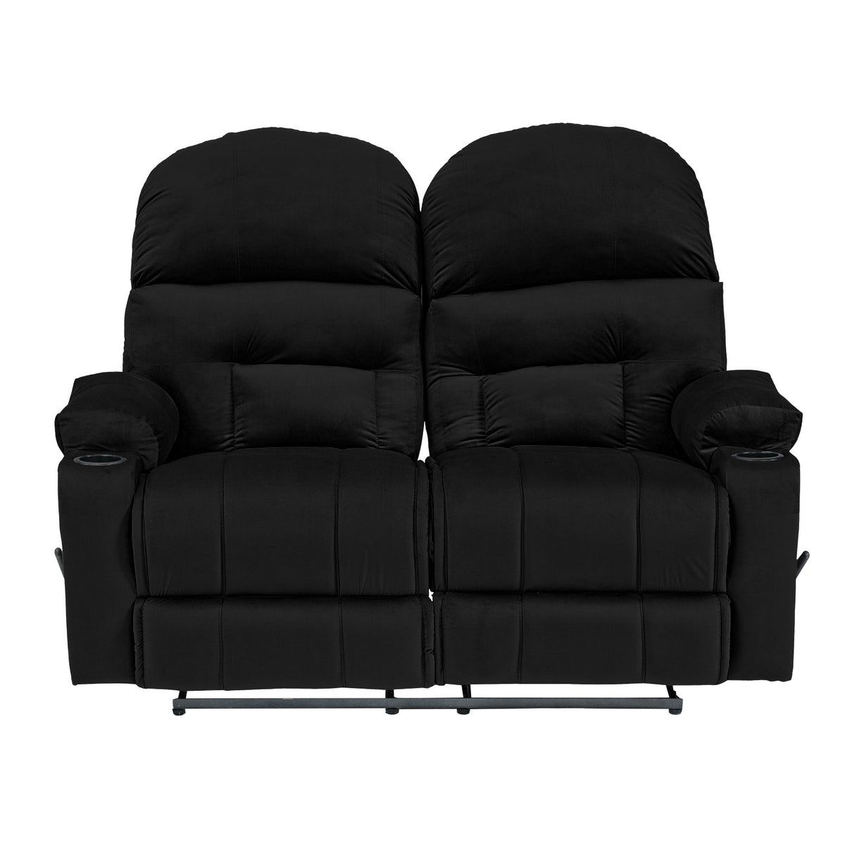 Velvet Double Cinematic Recliner Chair with Cups Holder - NZ80 Black