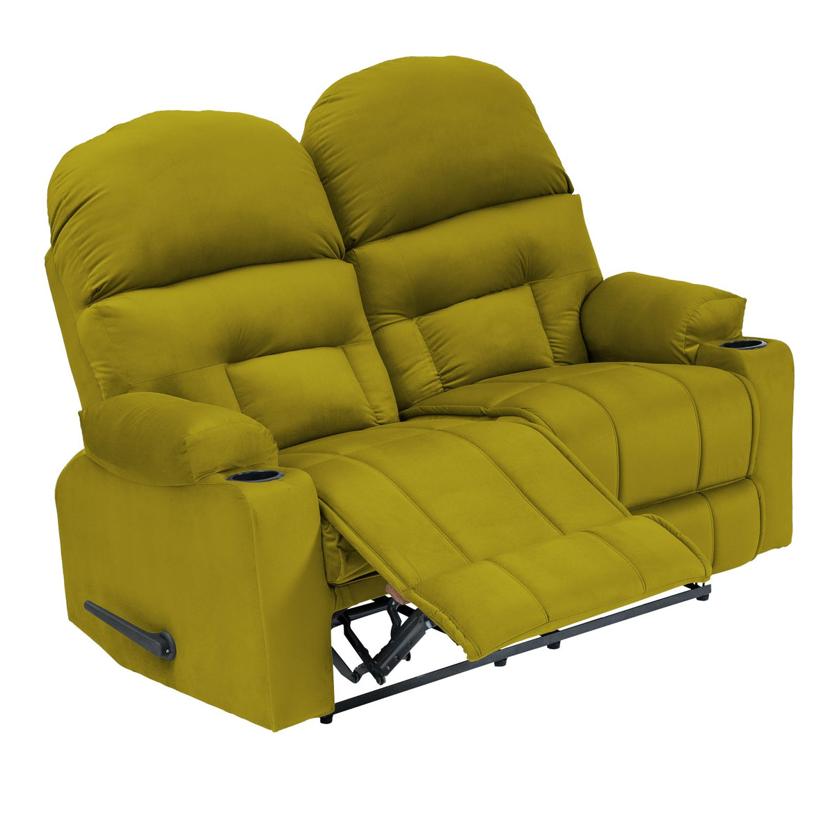 Velvet Double Cinematic Recliner Chair with Cups Holder - NZ80 Gold