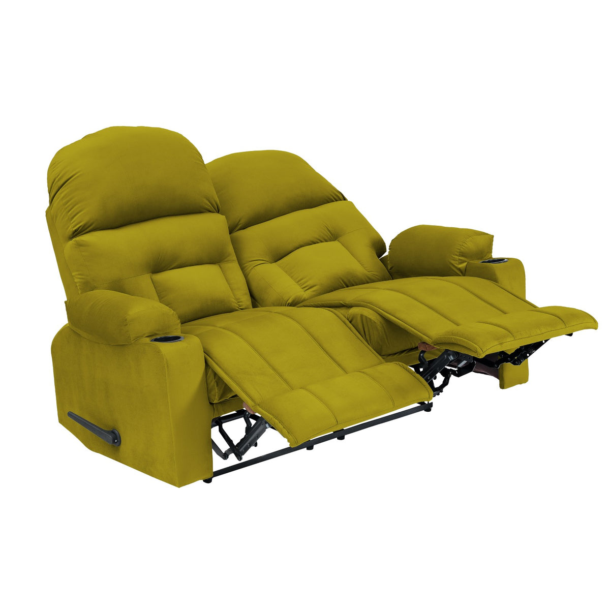 Velvet Double Cinematic Recliner Chair with Cups Holder - NZ80 Gold