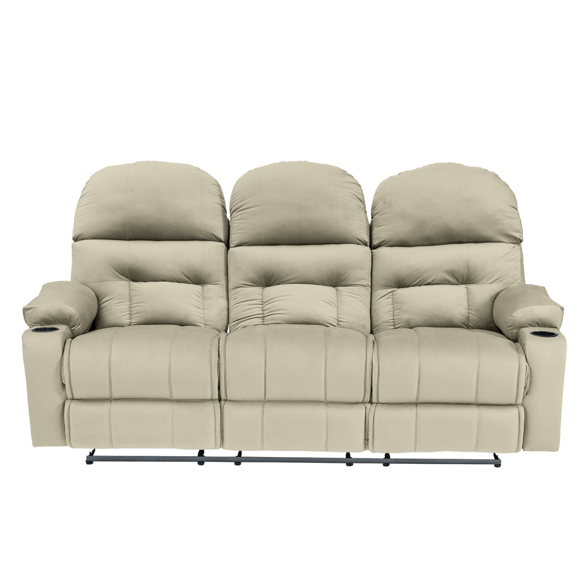 Velvet Triple Cinematic Recliner Chair with Cups Holder - NZ80 Light Beige