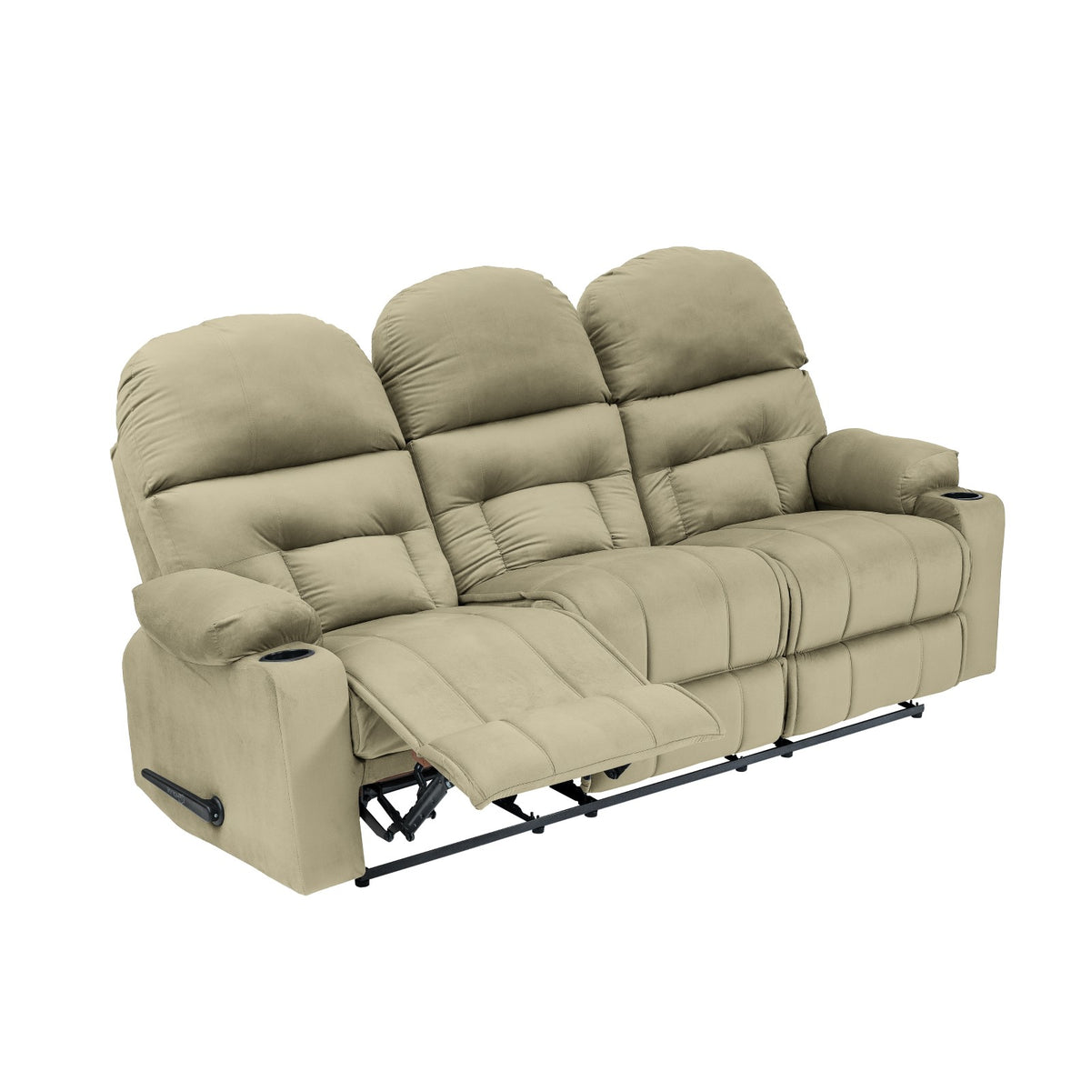 Velvet Triple Cinematic Recliner Chair with Cups Holder - NZ80 Dark Ivory