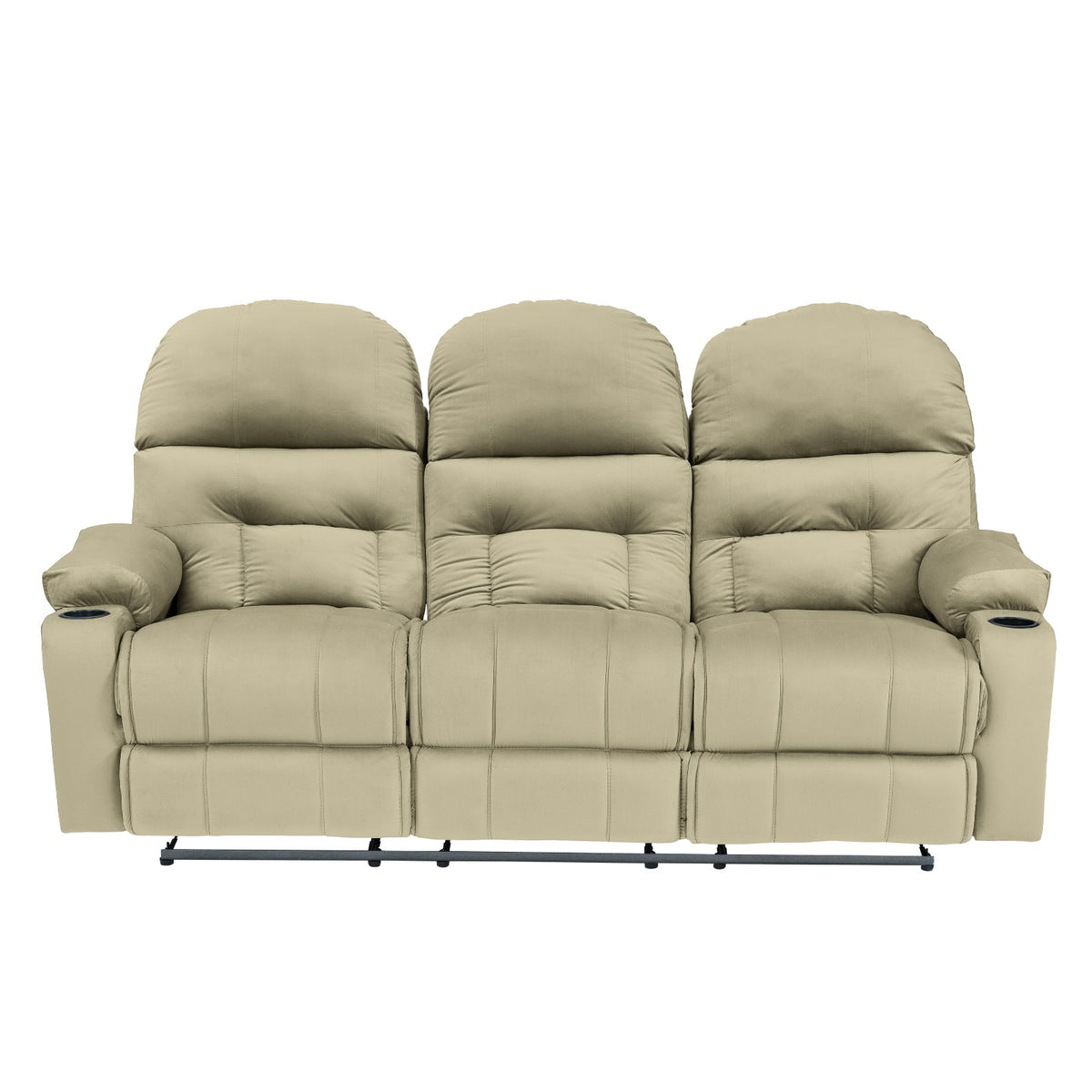 Velvet Triple Cinematic Recliner Chair with Cups Holder - NZ80 Dark Ivory