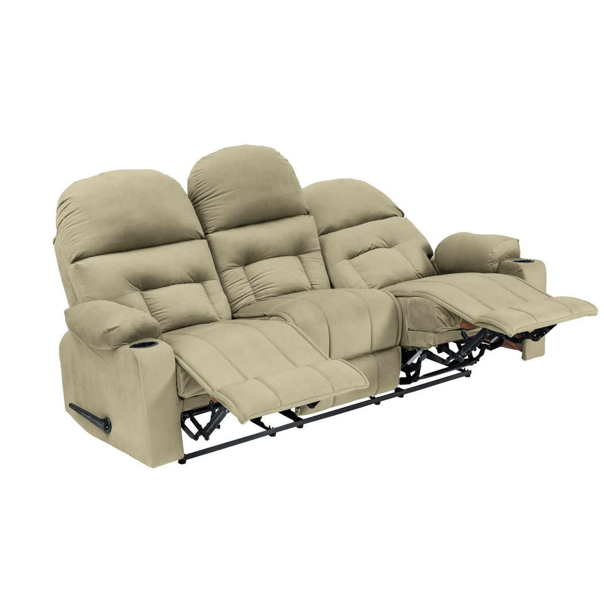 Velvet Triple Cinematic Recliner Chair with Cups Holder - NZ80 Dark Ivory