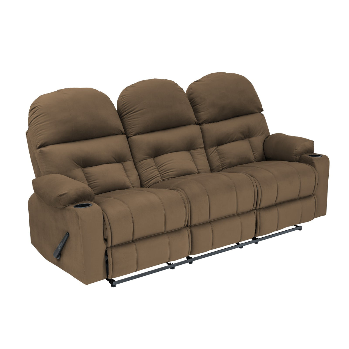 Velvet Triple Cinematic Recliner Chair with Cups Holder - NZ80 Light Brown