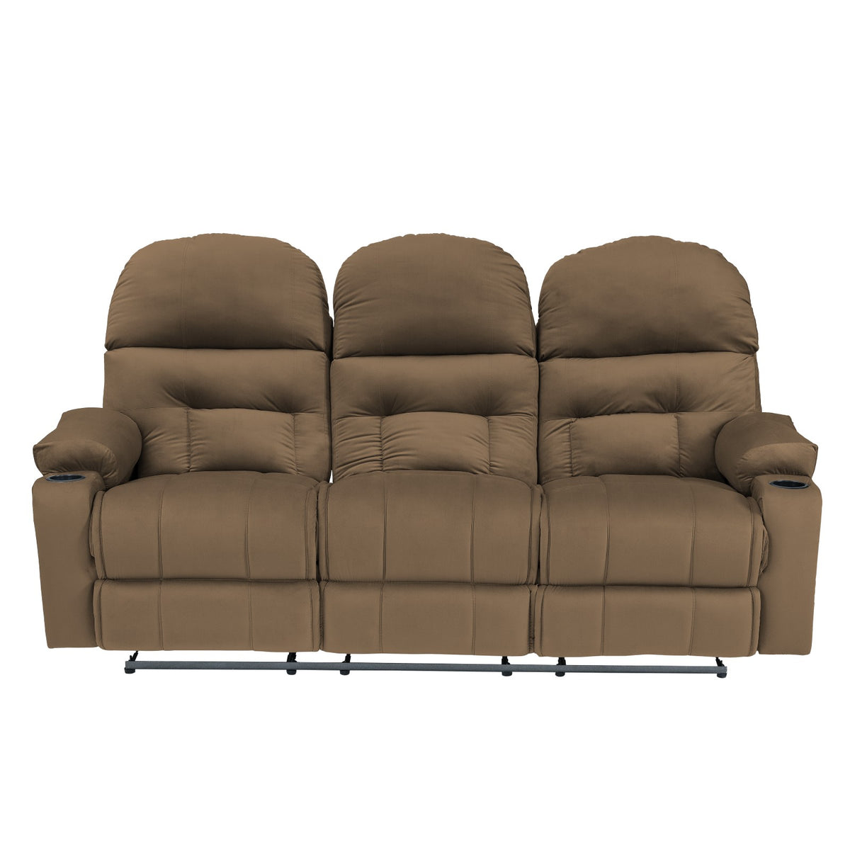Velvet Triple Cinematic Recliner Chair with Cups Holder - NZ80 Light Brown