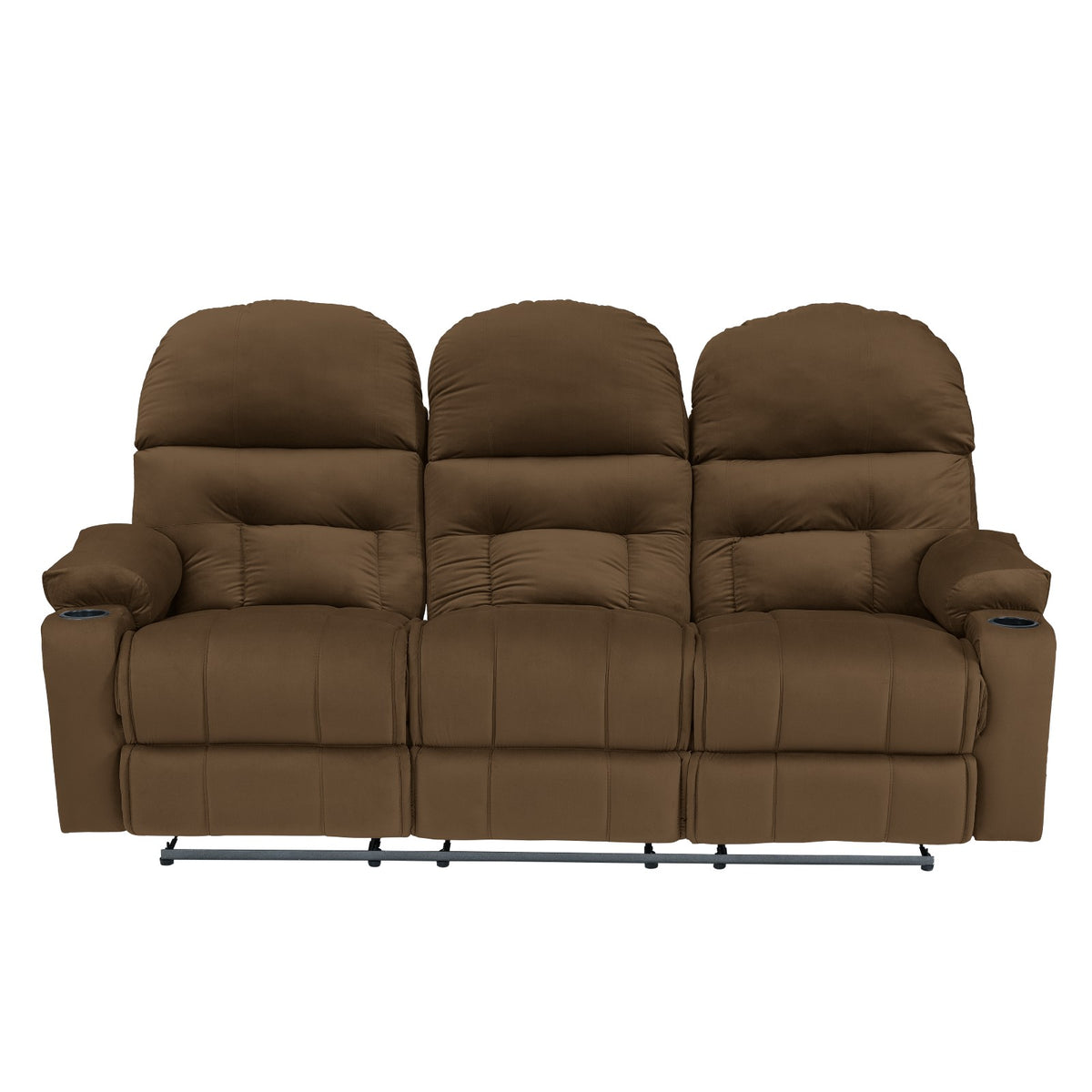 Velvet Triple Cinematic Recliner Chair with Cups Holder - NZ80 Brown