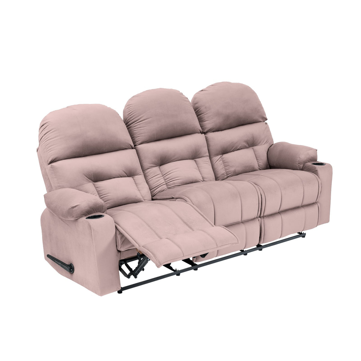 Velvet Triple Cinematic Recliner Chair with Cups Holder - NZ80 Light Pink