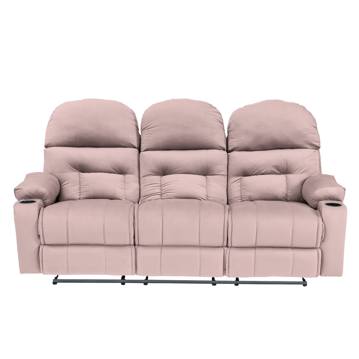 Velvet Triple Cinematic Recliner Chair with Cups Holder - NZ80 Light Pink