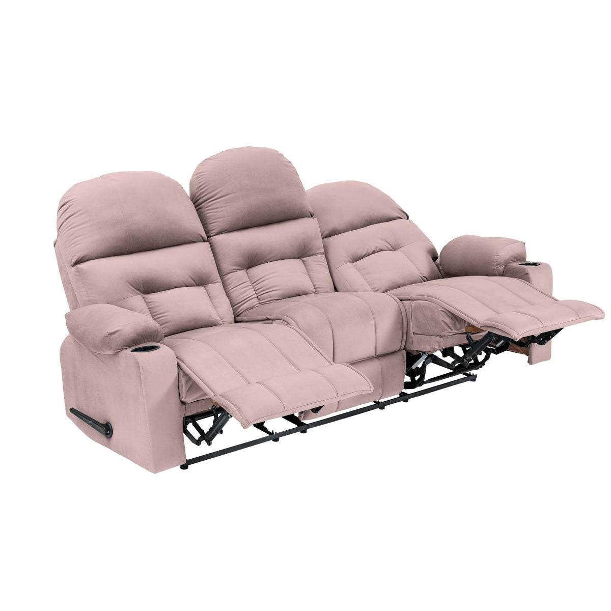 Velvet Triple Cinematic Recliner Chair with Cups Holder - NZ80 Light Pink