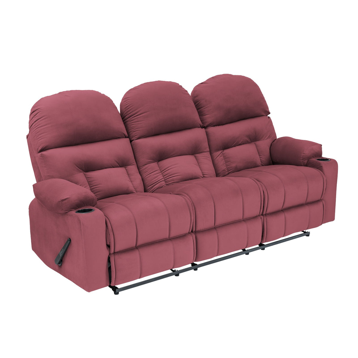 Velvet Triple Cinematic Recliner Chair with Cups Holder - NZ80 Dark Pink