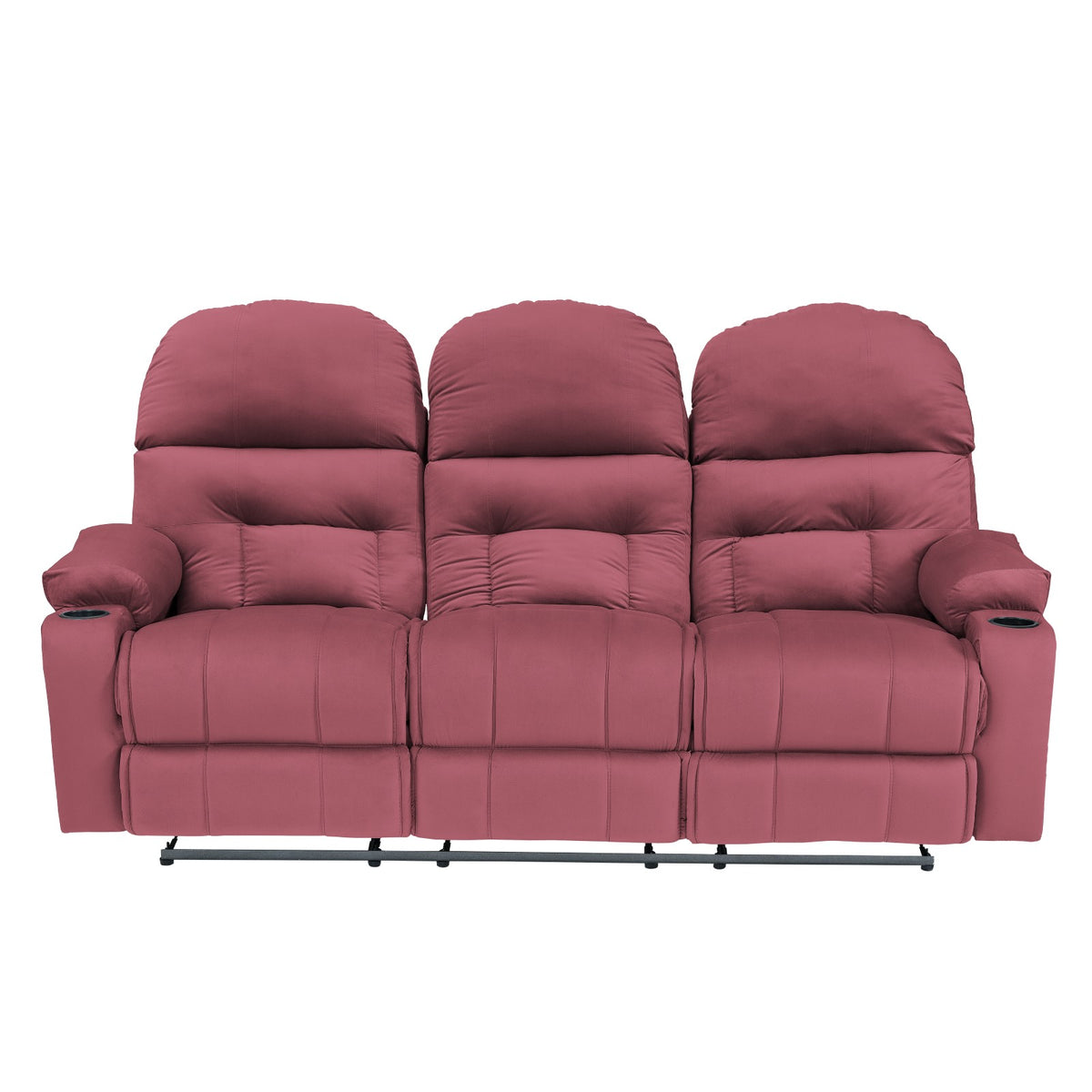 Velvet Triple Cinematic Recliner Chair with Cups Holder - NZ80 Dark Pink