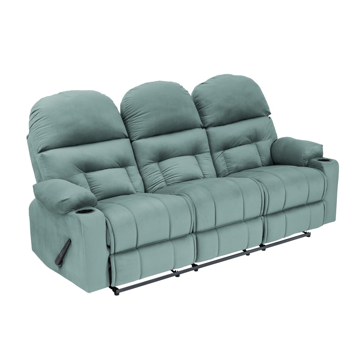 Velvet Triple Cinematic Recliner Chair with Cups Holder - NZ80 Light Turquoise