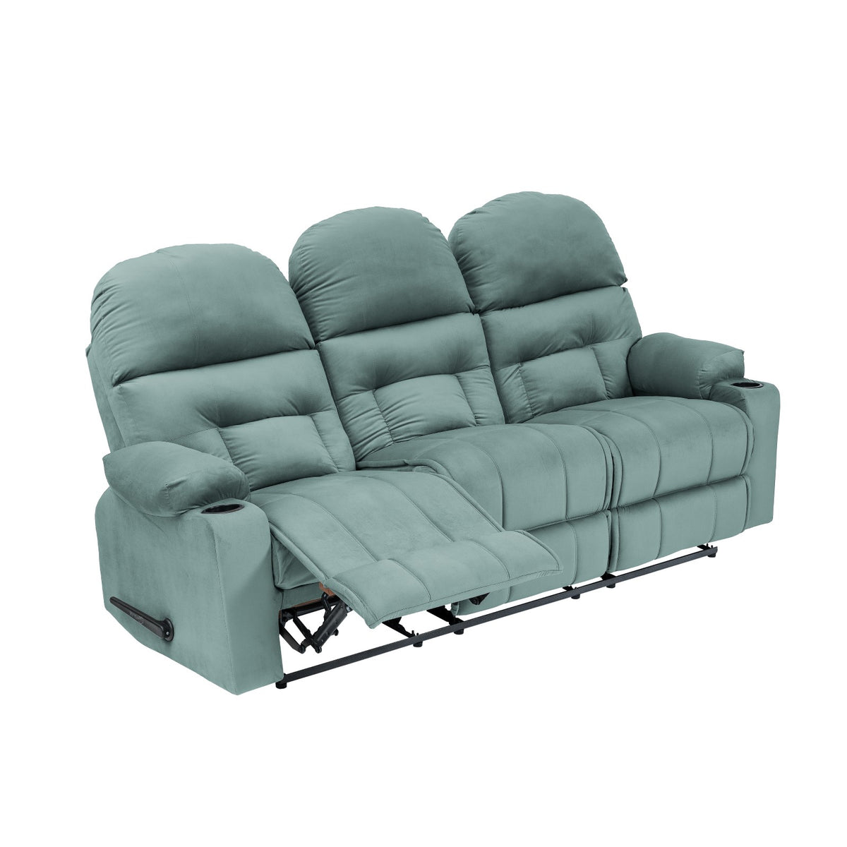 Velvet Triple Cinematic Recliner Chair with Cups Holder - NZ80 Light Turquoise