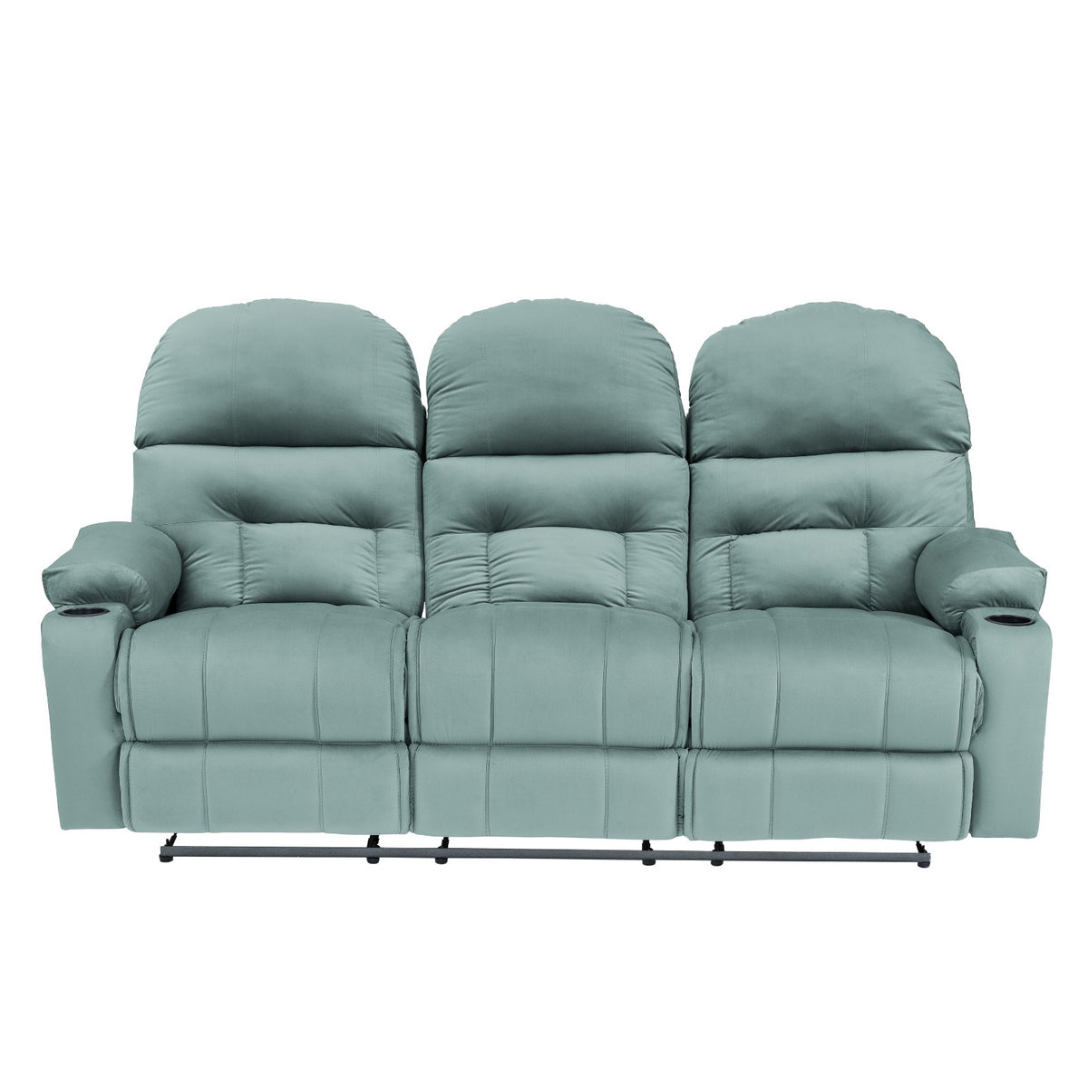 Velvet Triple Cinematic Recliner Chair with Cups Holder - NZ80 Light Turquoise