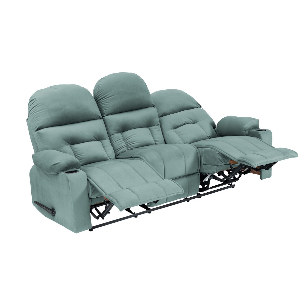 Velvet Triple Cinematic Recliner Chair with Cups Holder - NZ80 Light Turquoise
