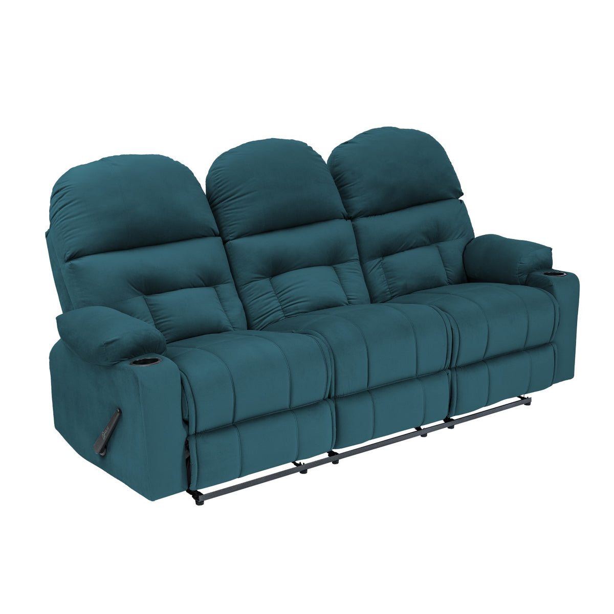 Velvet Triple Cinematic Recliner Chair with Cups Holder - NZ80 Dark Turquoise