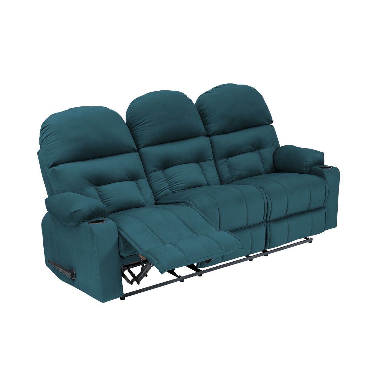 Velvet Triple Cinematic Recliner Chair with Cups Holder - NZ80 Dark Turquoise