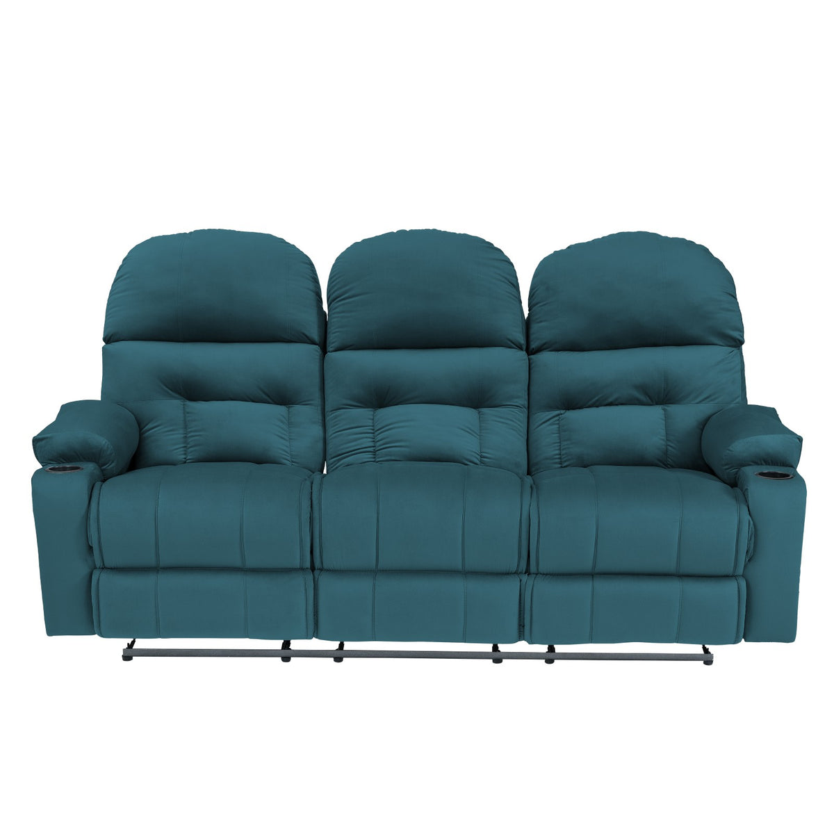Velvet Triple Cinematic Recliner Chair with Cups Holder - NZ80 Dark Turquoise