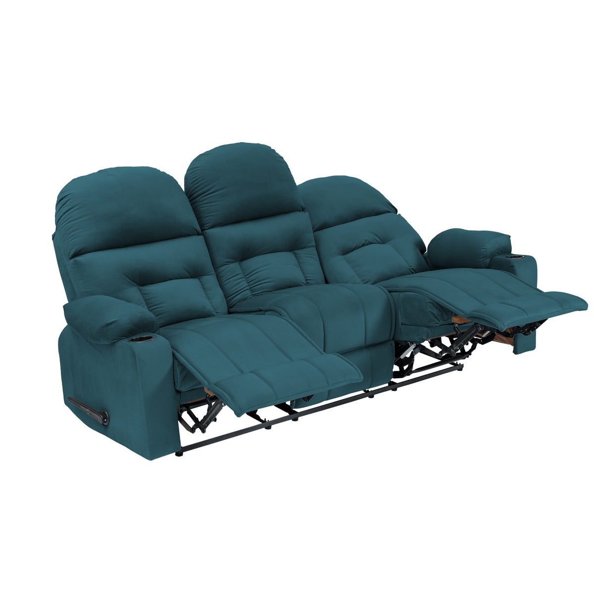 Velvet Triple Cinematic Recliner Chair with Cups Holder - NZ80 Dark Turquoise