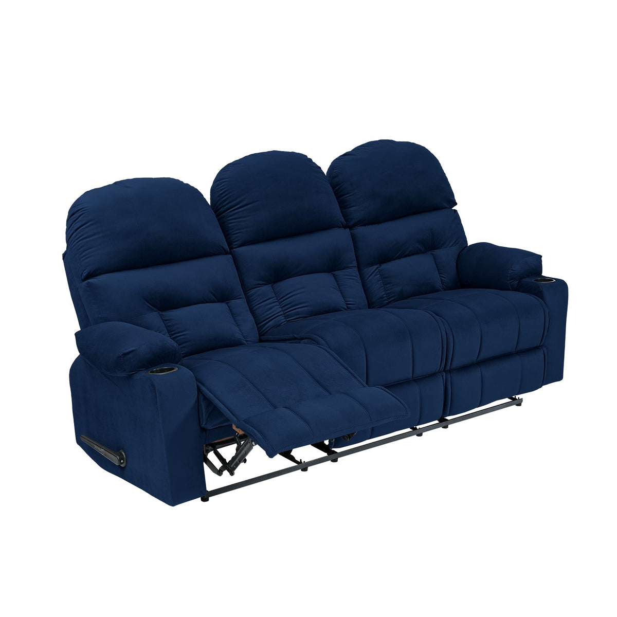 Velvet Triple Cinematic Recliner Chair with Cups Holder - NZ80 Dark Blue