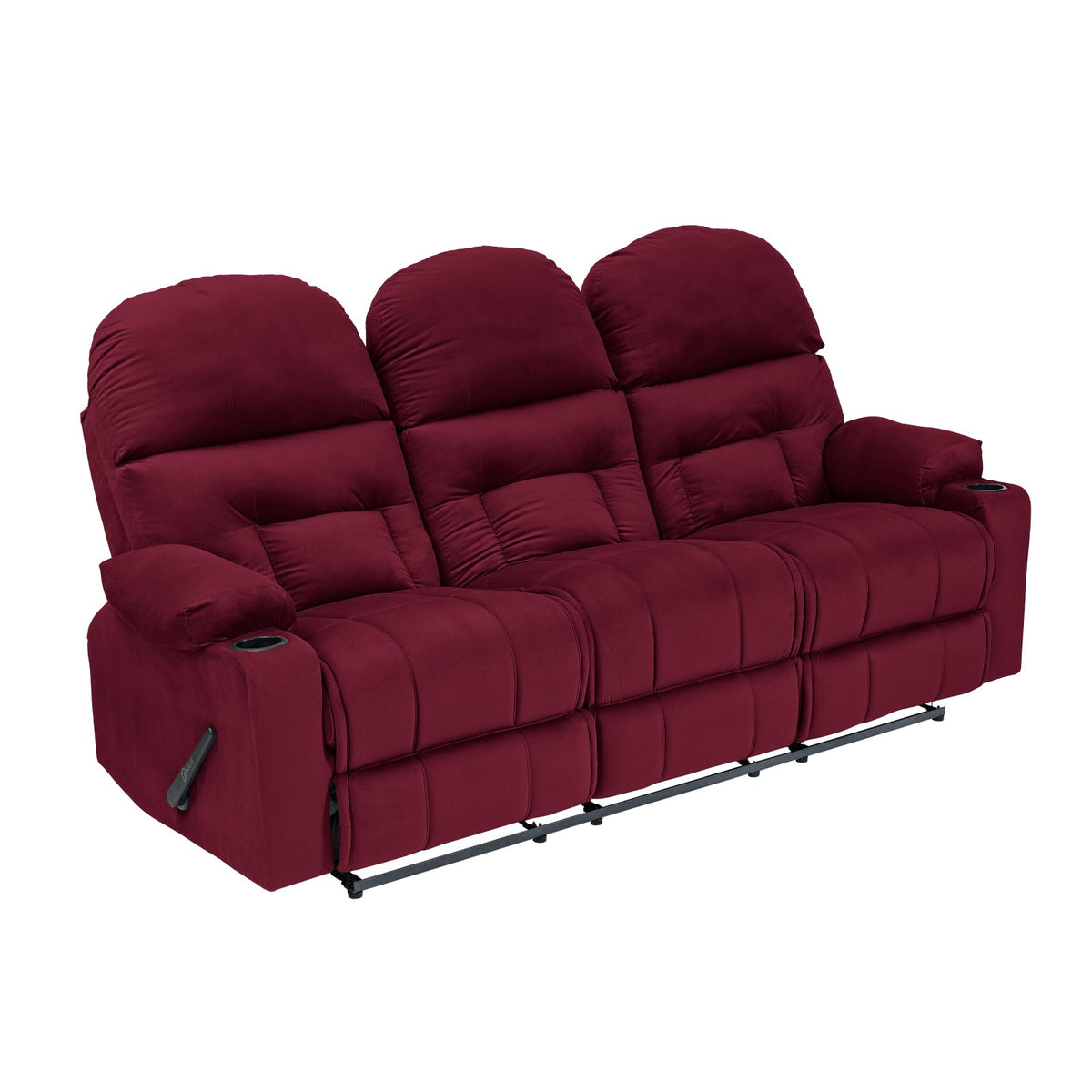 Velvet Triple Cinematic Recliner Chair with Cups Holder - NZ80 Burgundy