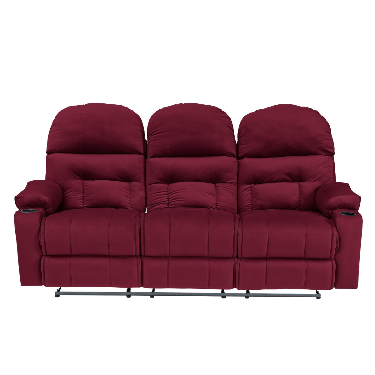 Velvet Triple Cinematic Recliner Chair with Cups Holder - NZ80 Burgundy