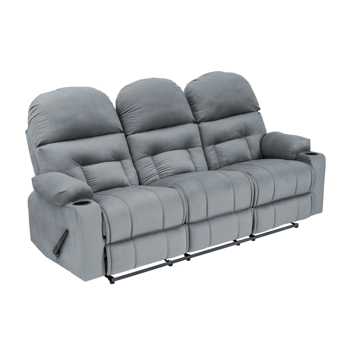 Velvet Triple Cinematic Recliner Chair with Cups Holder - NZ80 Grey