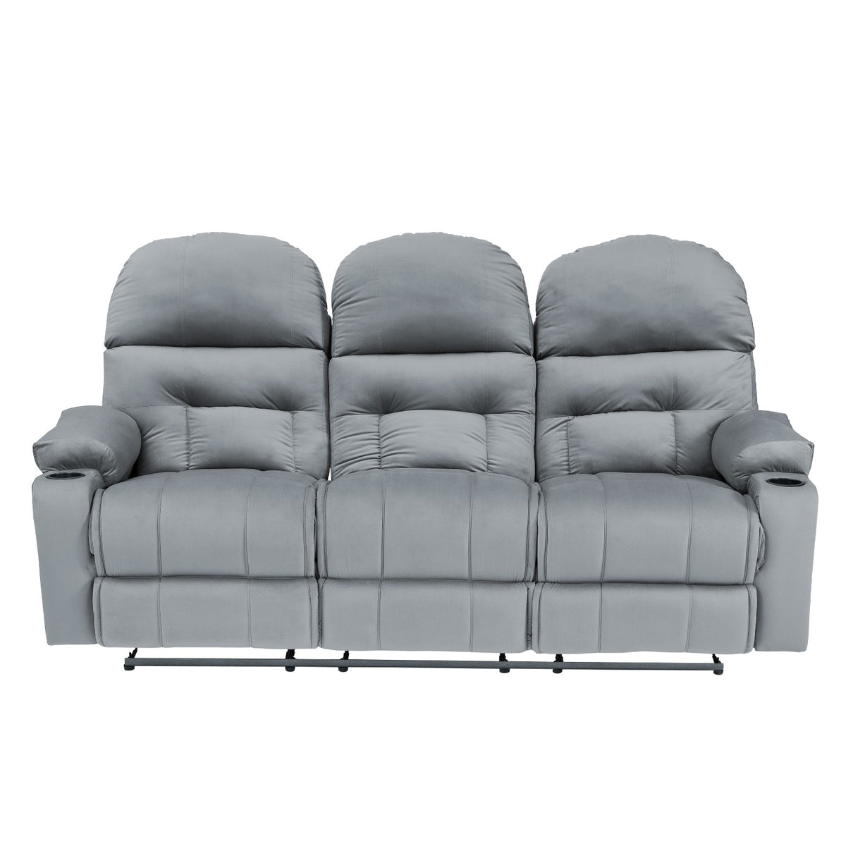 Velvet Triple Cinematic Recliner Chair with Cups Holder - NZ80 Grey