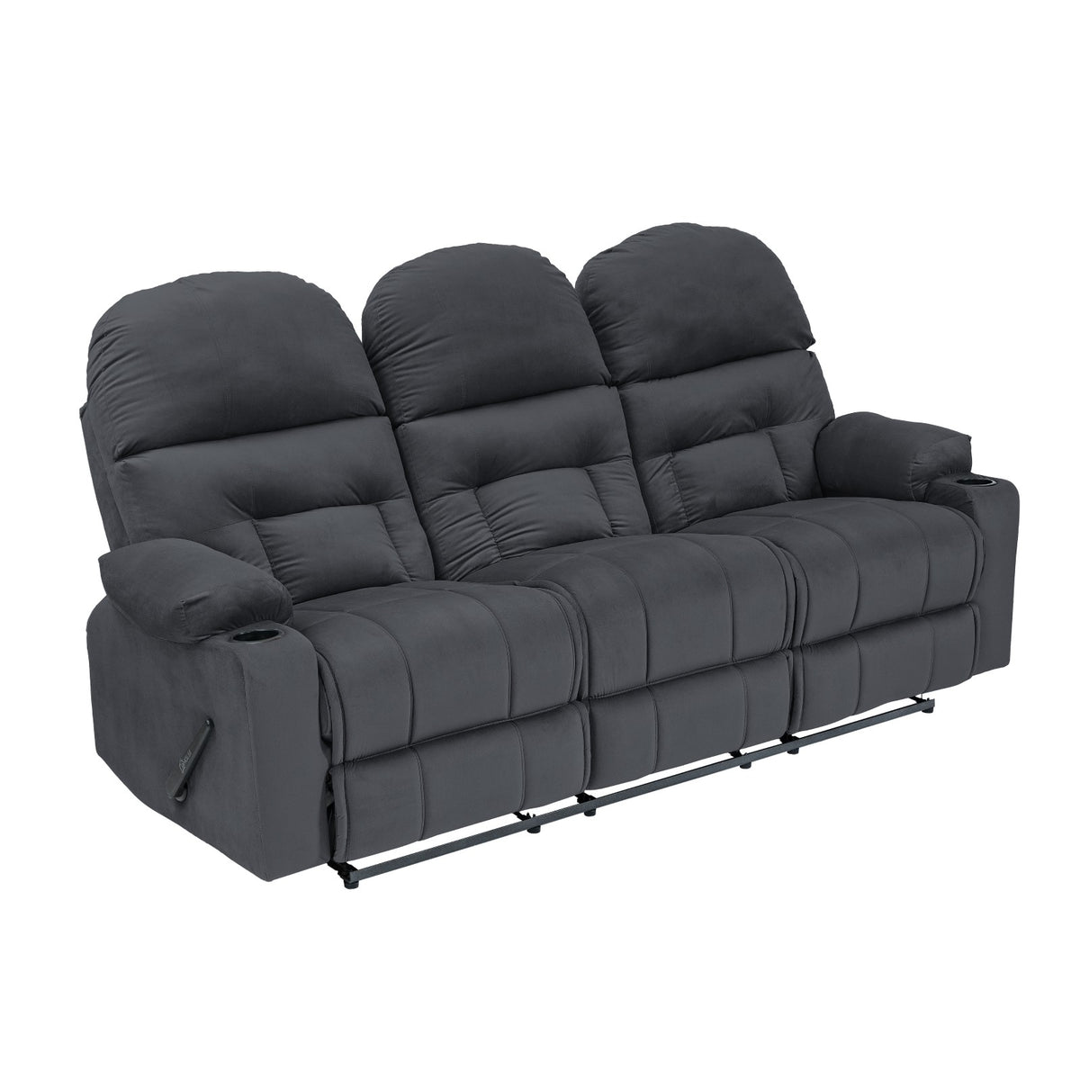 Velvet Triple Cinematic Recliner Chair with Cups Holder - NZ80 Dark Grey