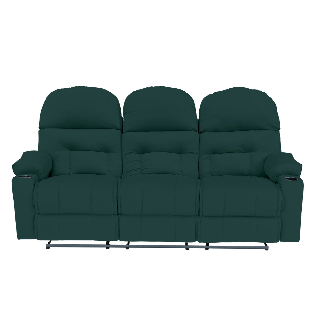 Velvet Triple Cinematic Recliner Chair with Cups Holder - NZ80 Dark Green