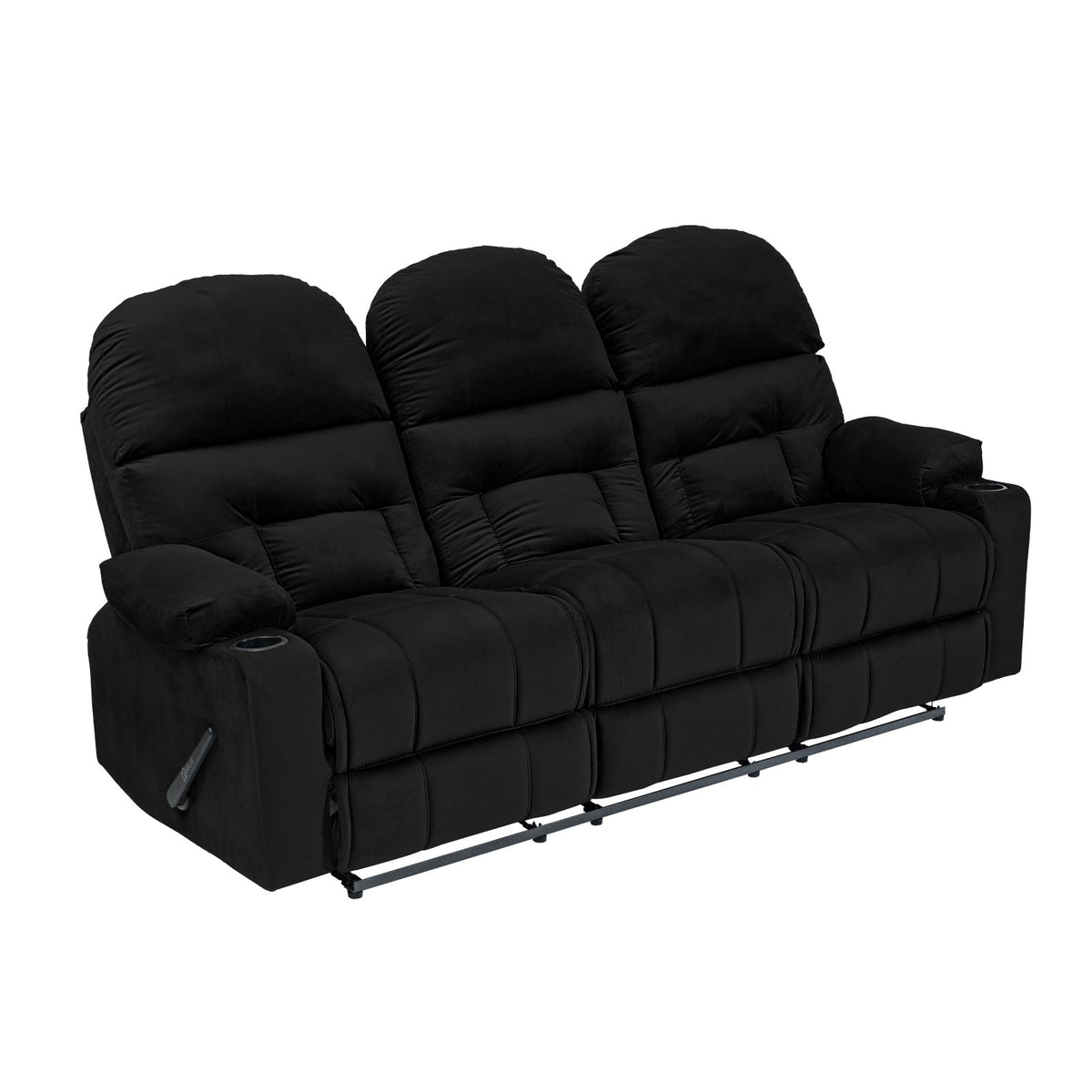 Velvet Triple Cinematic Recliner Chair with Cups Holder - NZ80 Black