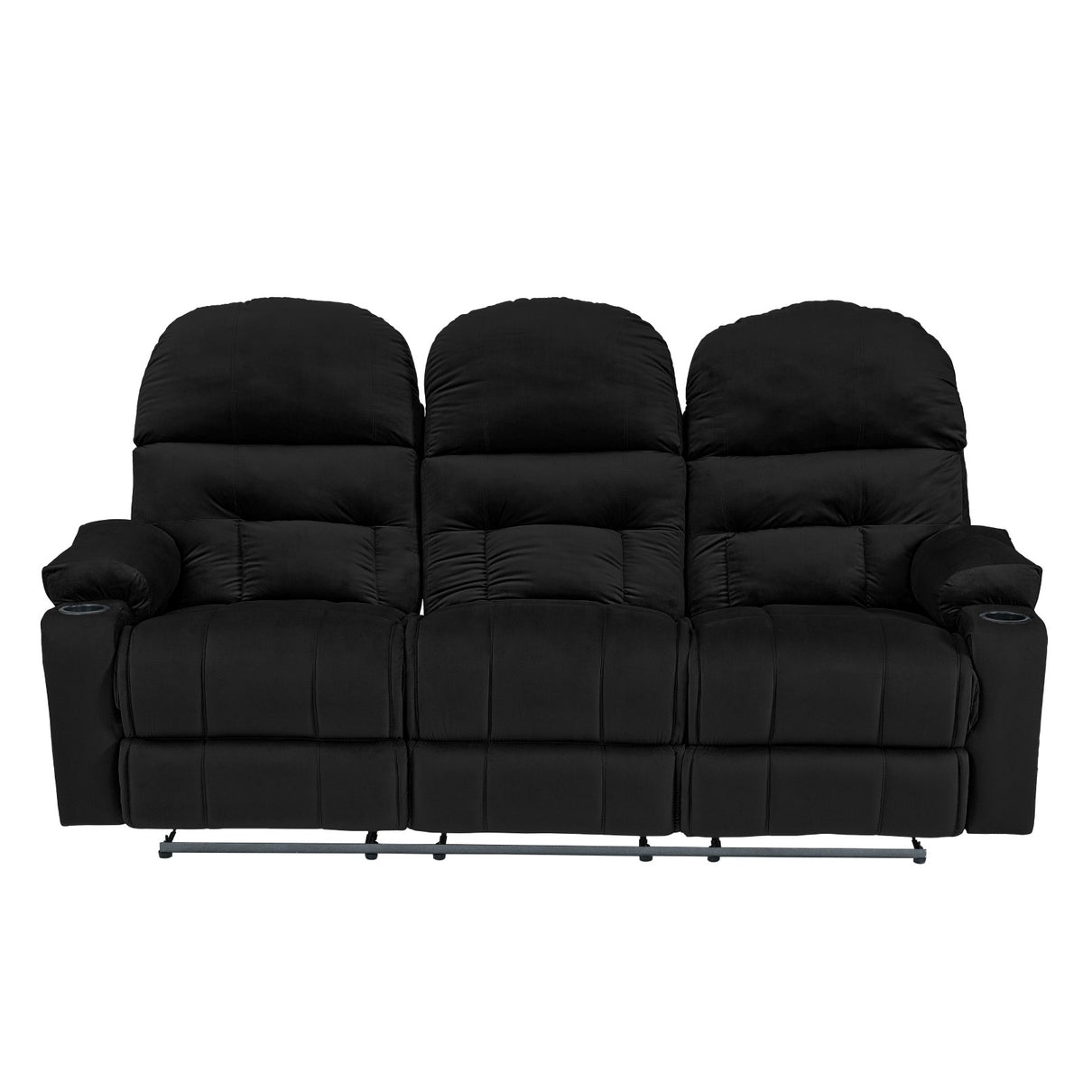 Velvet Triple Cinematic Recliner Chair with Cups Holder - NZ80 Black