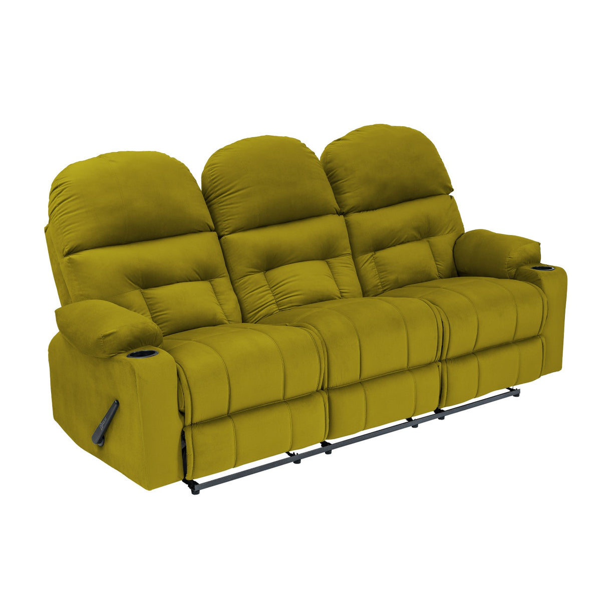 Velvet Triple Cinematic Recliner Chair with Cups Holder - NZ80 Gold