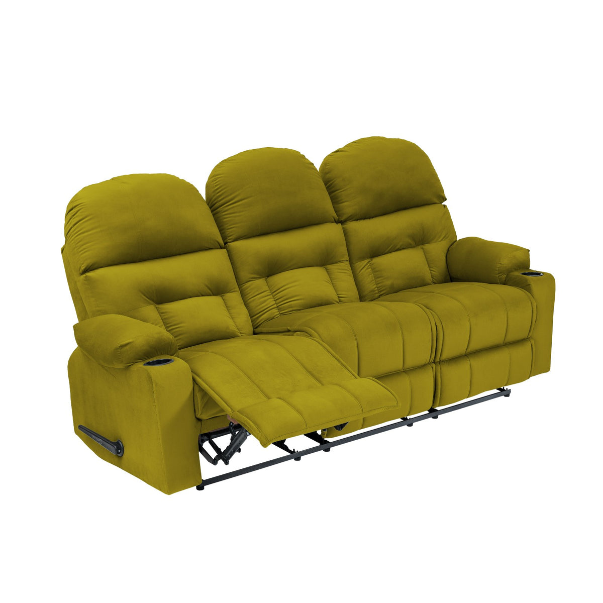 Velvet Triple Cinematic Recliner Chair with Cups Holder - NZ80 Gold
