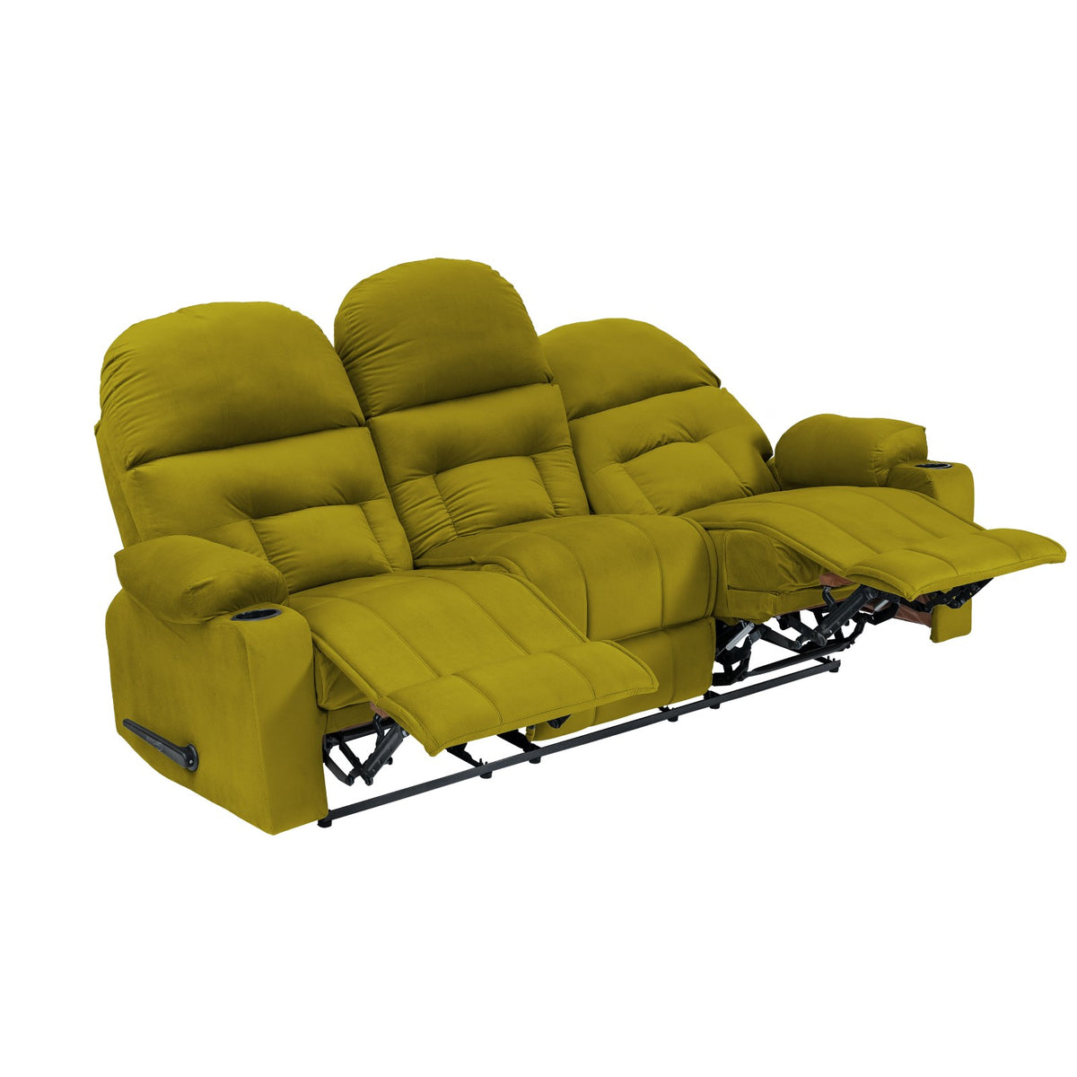 Velvet Triple Cinematic Recliner Chair with Cups Holder - NZ80 Gold