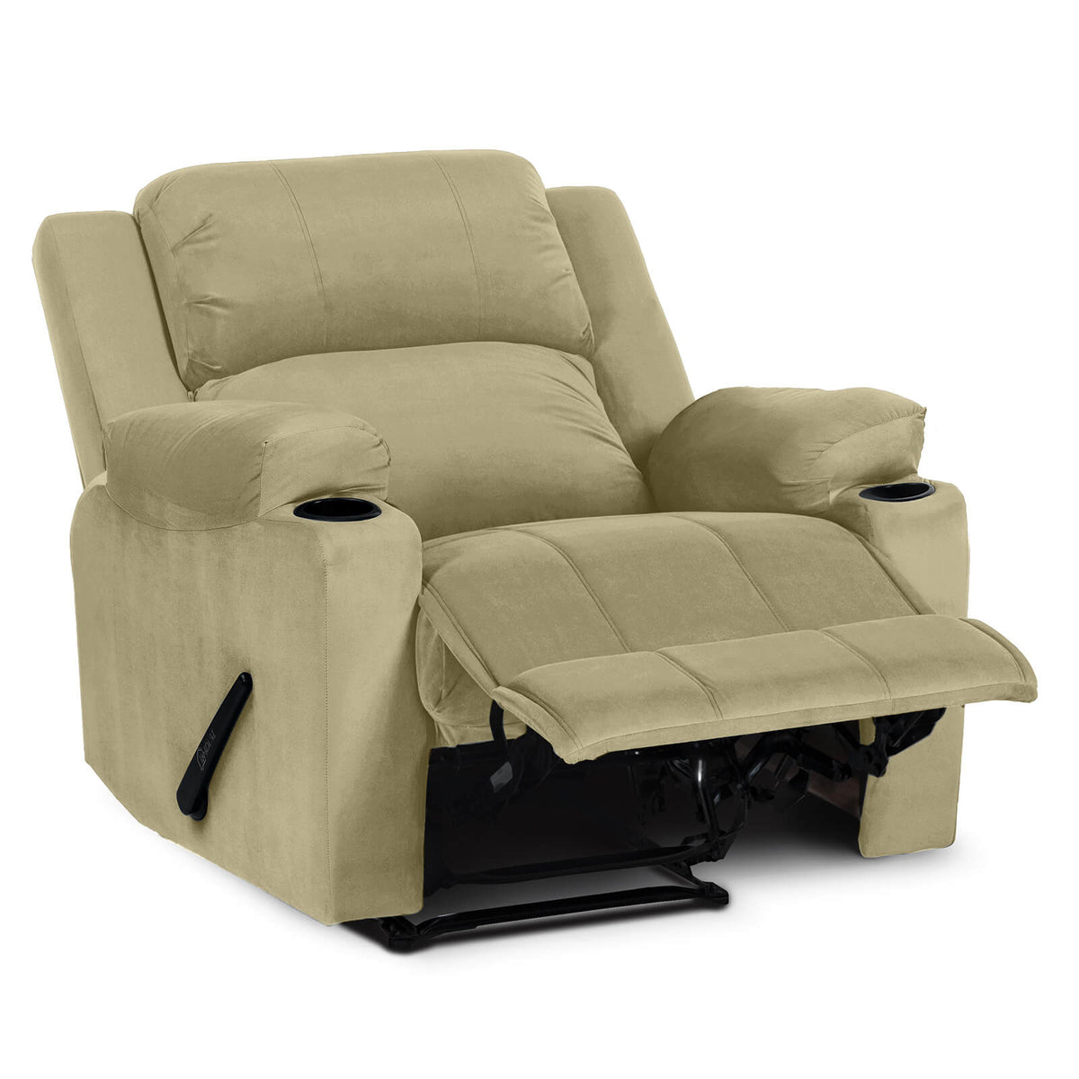 Velvet Cinematic Recliner Chair with Cups Holder - Lazy Troy Dark Ivory Classic