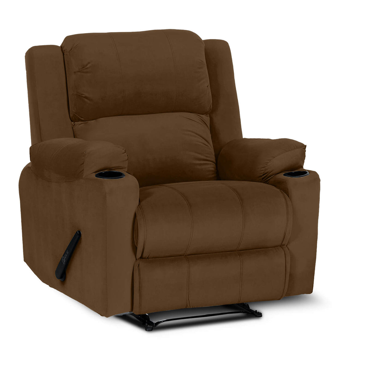 Velvet Cinematic Recliner Chair with Cups Holder - Lazy Troy Brown Rocking