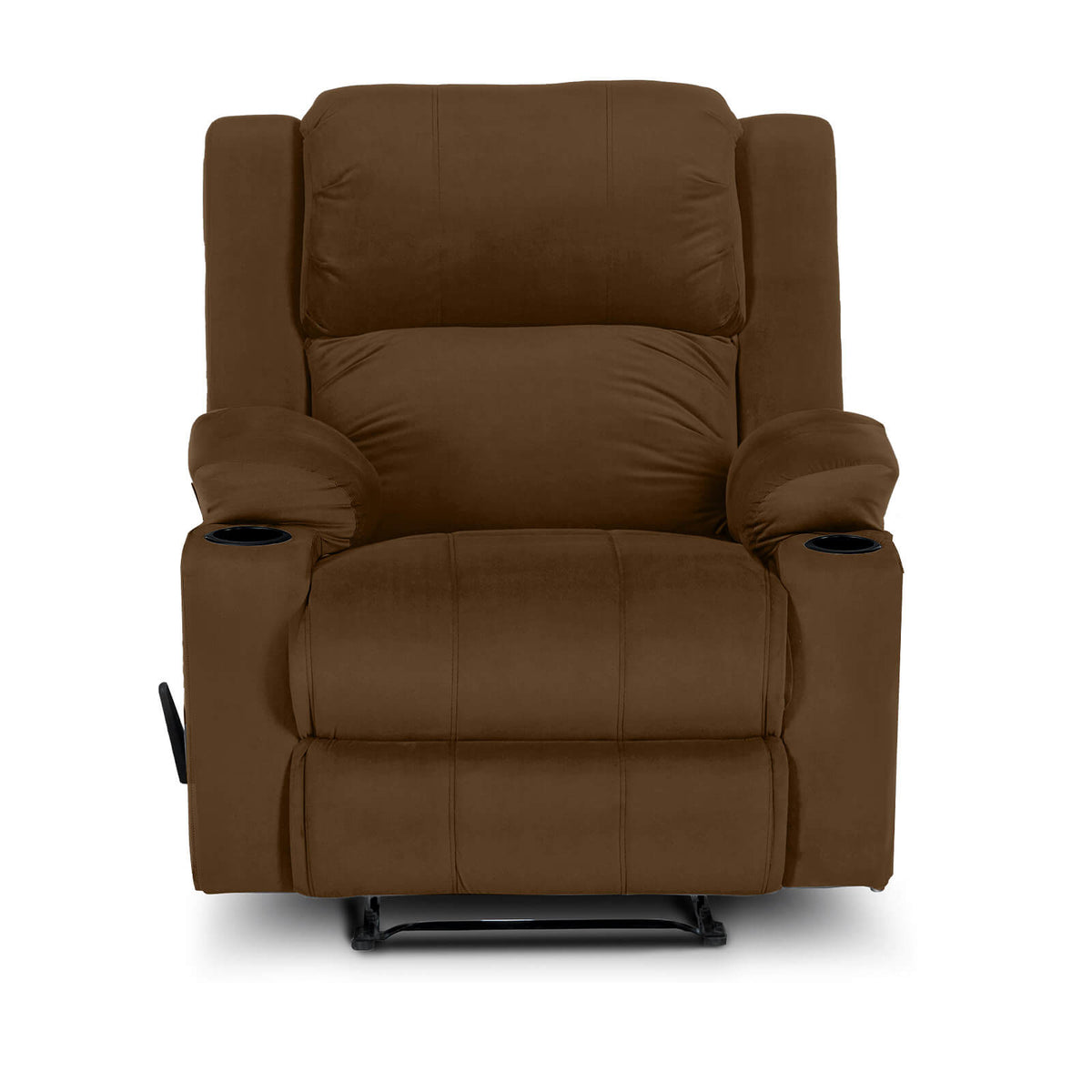 Velvet Cinematic Recliner Chair with Cups Holder - Lazy Troy Brown Classic