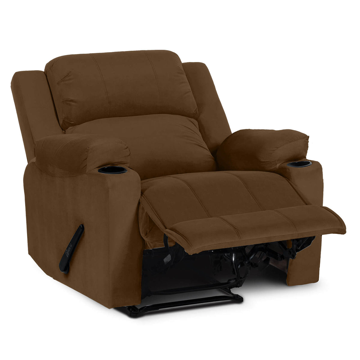 Velvet Cinematic Recliner Chair with Cups Holder - Lazy Troy Brown Classic