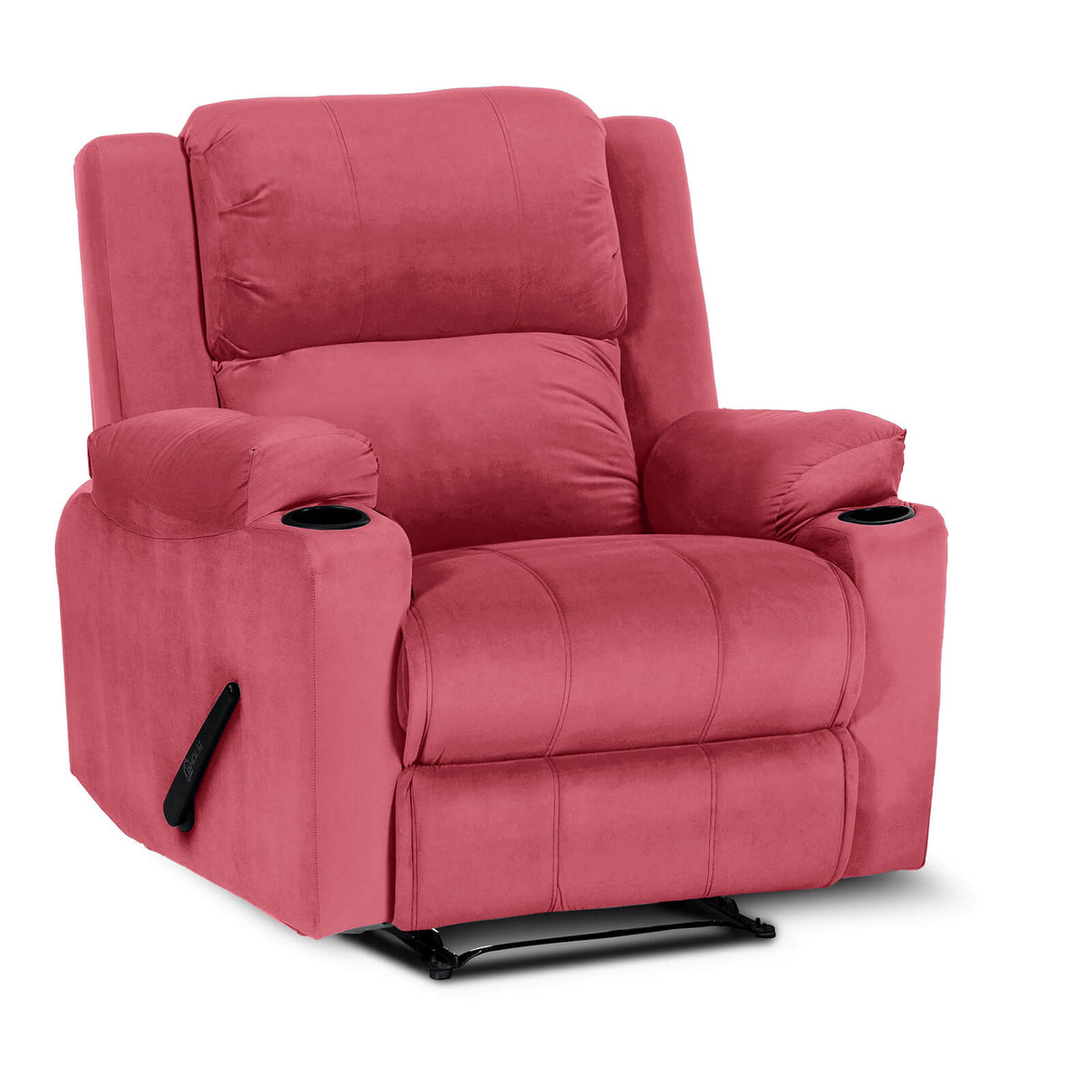 Velvet Cinematic Recliner Chair with Cups Holder - Lazy Troy Dark Pink Classic