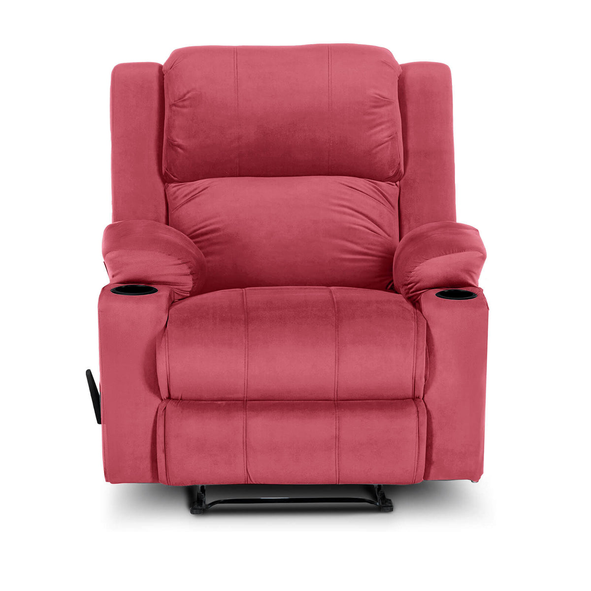 Velvet Cinematic Recliner Chair with Cups Holder - Lazy Troy Dark Pink Classic