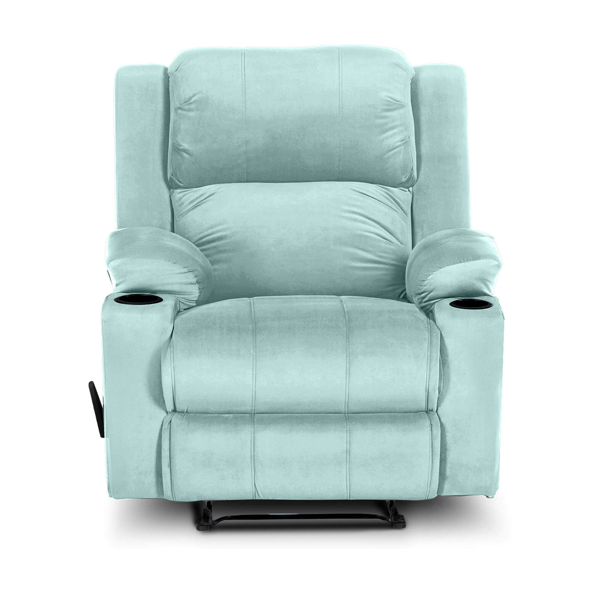 Velvet Cinematic Recliner Chair with Cups Holder - Lazy Troy Light Turquoise Classic