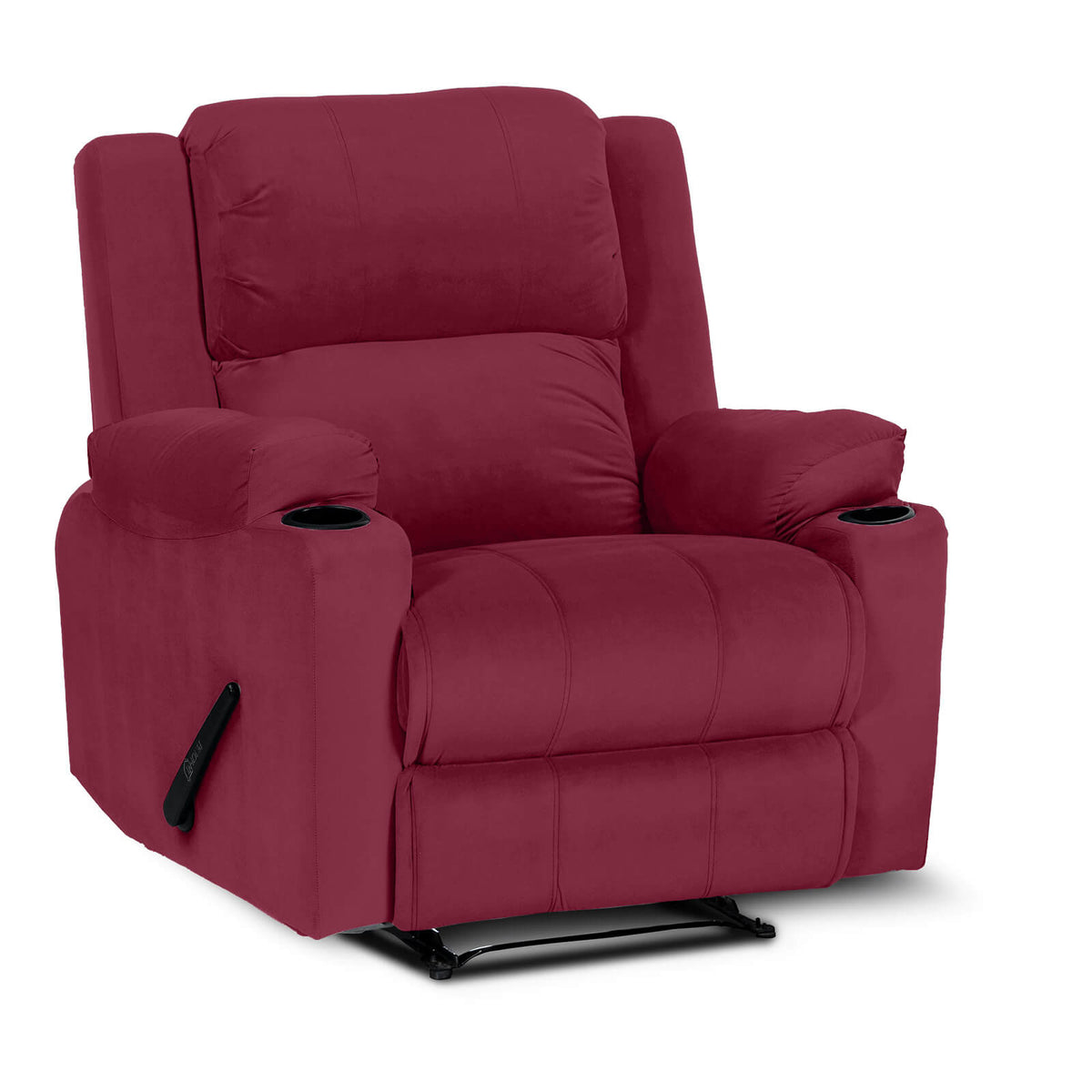 Velvet Cinematic Recliner Chair with Cups Holder - Lazy Troy Burgundy Classic