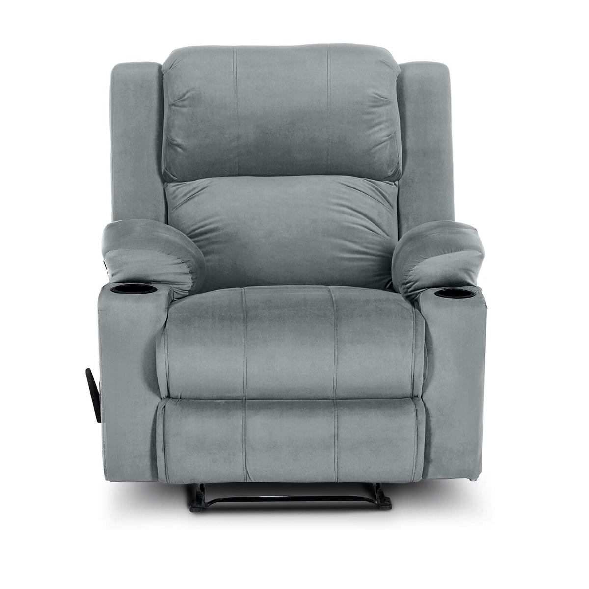 Velvet Cinematic Recliner Chair with Cups Holder - Lazy Troy Grey Classic