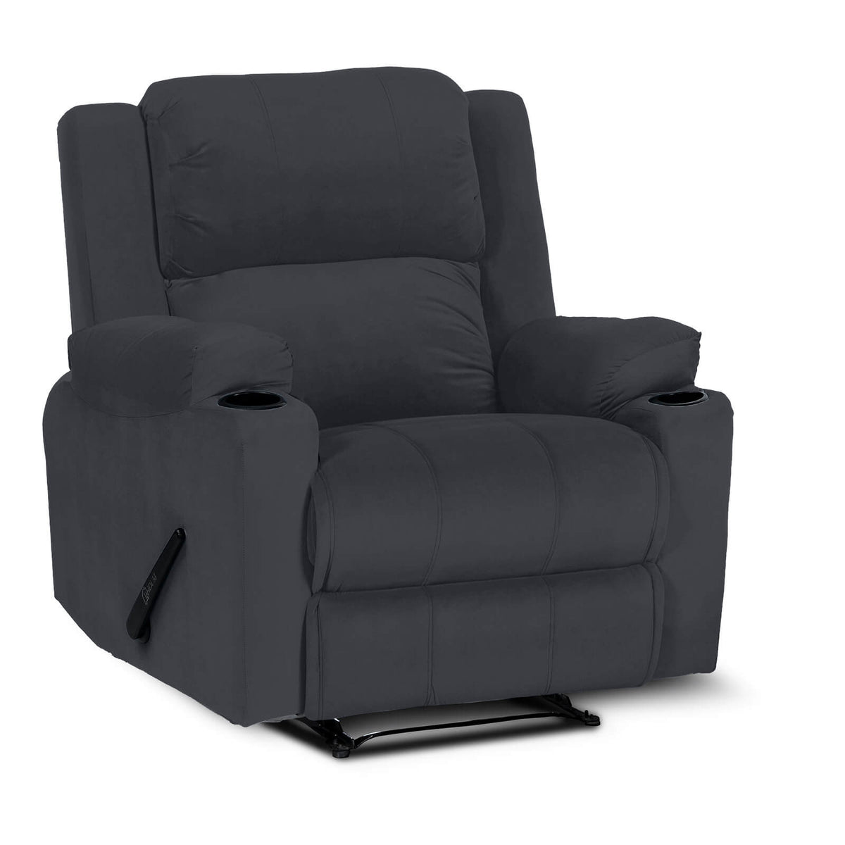 Velvet Cinematic Recliner Chair with Cups Holder - Lazy Troy Dark Grey Classic