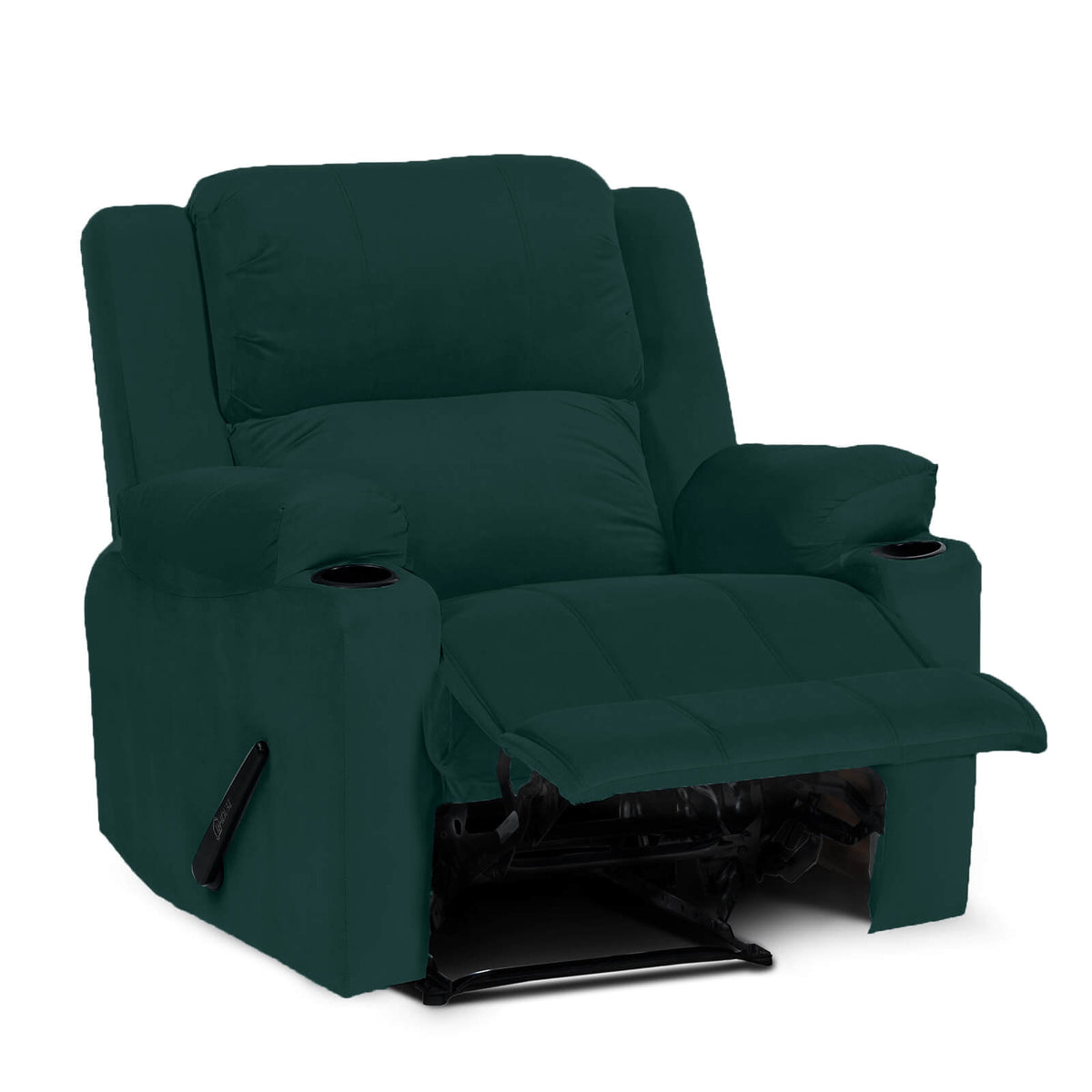 Velvet Cinematic Recliner Chair with Cups Holder - Lazy Troy Dark Green Classic